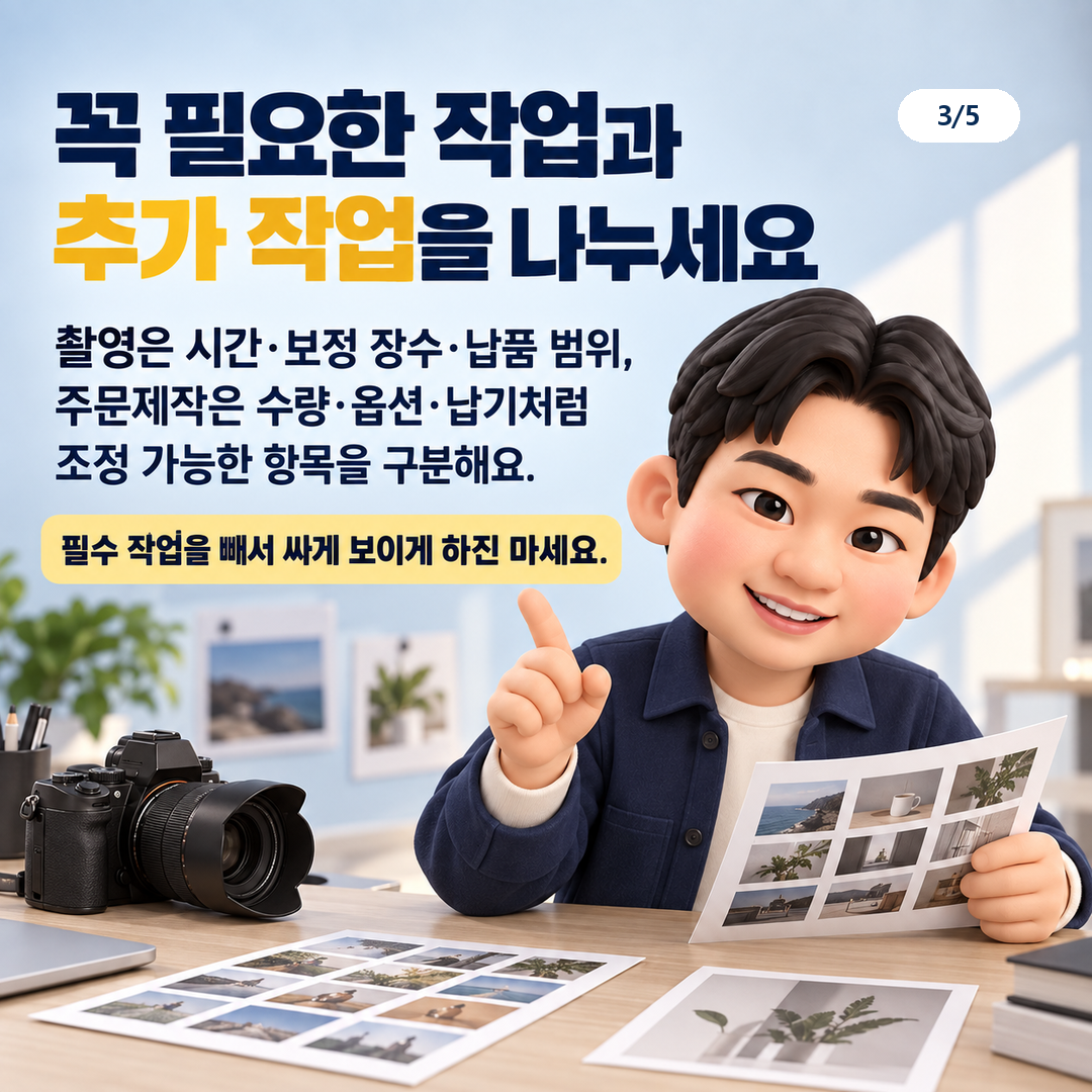 꼭 필요한 작업과 추가 작업을 나누세요