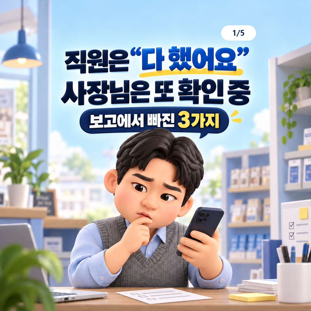 직원은 다 했다고 말하지만 사장님은 다시 확인하는 상황