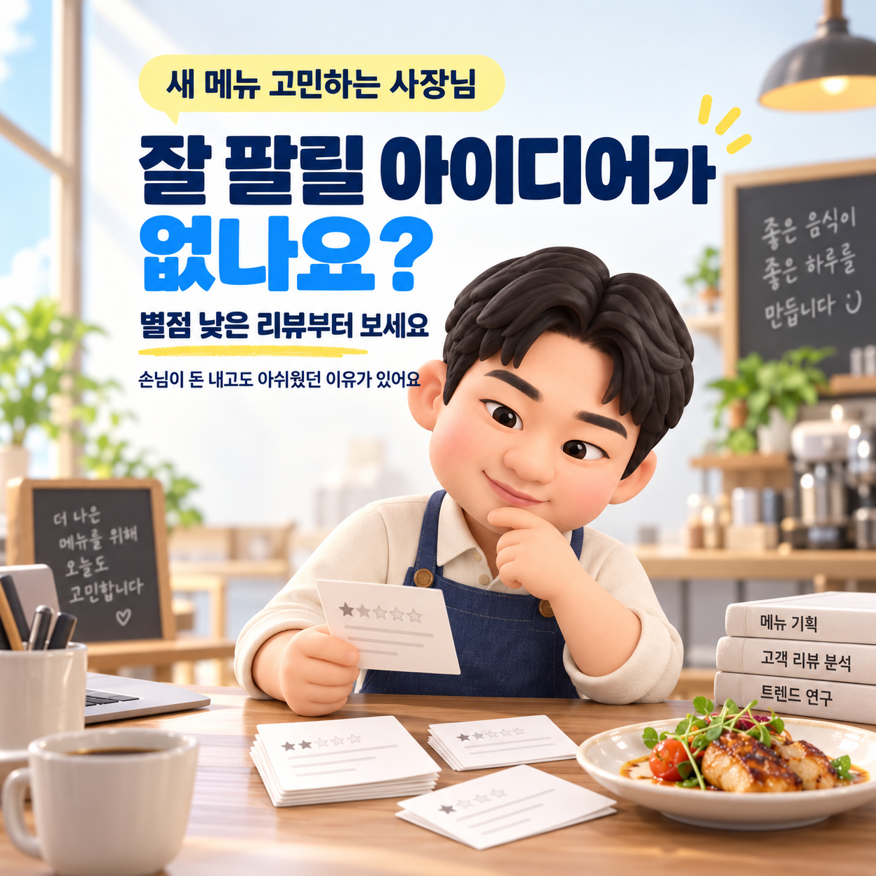 새 메뉴 아이디어는 별점 낮은 리뷰의 반복 불편에서 찾기