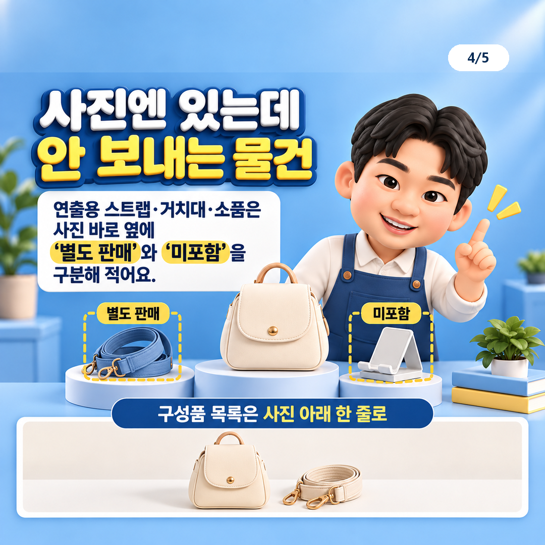 사진 속 소품이 함께 배송되지 않으면 어떻게 알려야 할까요